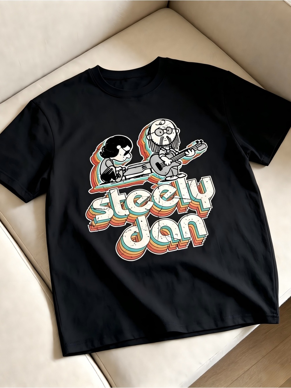 Steely Dan Retro Cartoon Band Graphic Vintage Black Women Men T-shirt Unisex